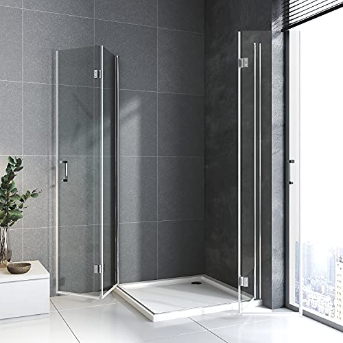 Falttür Duschkabine 70x70, Falttür Duschkabine Drehfalttür Eckeinstieg Falttür 180° Dusche Duschabtrennung 6mm NANO Glas Höhe 195cm von BD-Baode