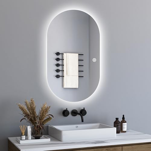 LED Spiegel Oval 50 X 90 cm Badezimmerspiegel mit Beleuchtung,Ovaler Badezimmer Spiegel Mit Beleuchtung mit Touchschalter und 3 Lichtfarbe Dimmbar für Bäder, Eingangshallen, Waschräume, Wohnräume LED Spiegel Oval 50 X 90 cm Badezimmerspiegel mit Beleuchtung,Ovaler Badezimmer Spiegel Mit Beleuchtung mit Touchschalter und 3 Lichtfarbe Dimmbar für Bäder, Eingangshallen, Waschräume, Wohnräume von BD-Baode