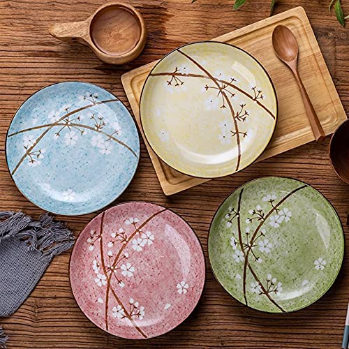 BDAYEK Essteller 4 stücke Keramik Platte Japanischen Westlichen Lebensmittel Abendessen Platten Geschirr Haushalt einfache runde mikrowelle Mahlzeit Gerichte(1-4pcs-8inch) von BDAYEK