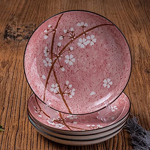 BDAYEK Essteller 4 stücke Keramik Platte Japanischen Westlichen Lebensmittel Abendessen Platten Geschirr Haushalt einfache runde mikrowelle Mahlzeit Gerichte(2-4pcs-8inch) von BDAYEK