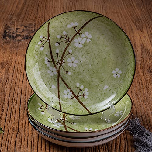 BDAYEK Essteller 4 stücke Keramik Platte Japanischen Westlichen Lebensmittel Abendessen Platten Geschirr Haushalt einfache runde mikrowelle Mahlzeit Gerichte(3-4pcs-8inch) von BDAYEK