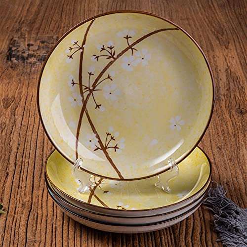 BDAYEK Essteller 4 stücke Keramik Platte Japanischen Westlichen Lebensmittel Abendessen Platten Geschirr Haushalt einfache runde mikrowelle Mahlzeit Gerichte(4-4pcs-8inch) von BDAYEK