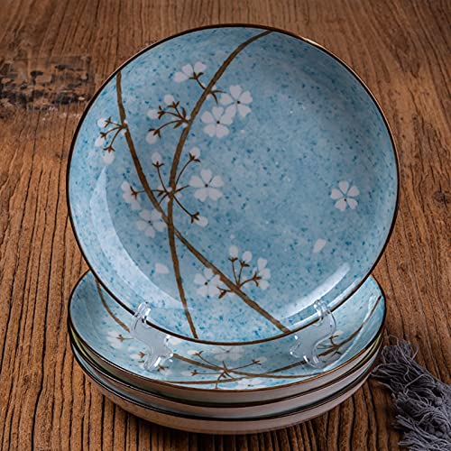 BDAYEK Essteller 4 stücke Keramik Platte Japanischen Westlichen Lebensmittel Abendessen Platten Geschirr Haushalt einfache runde mikrowelle Mahlzeit Gerichte(5-4pcs-8inch) von BDAYEK