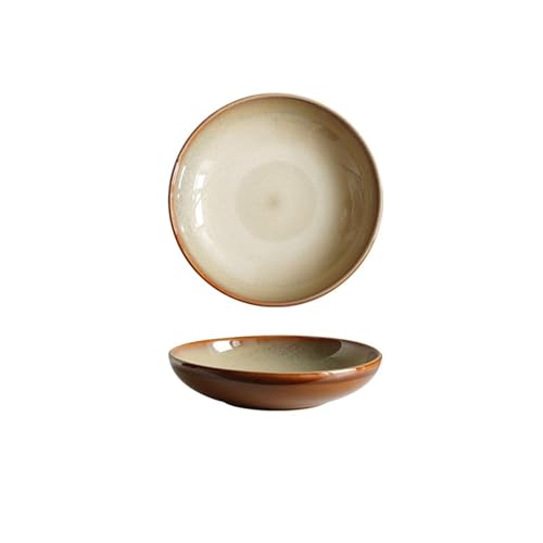 BDAYEK Essteller Teller Abendessen Servieren Runde Tiefe Schale Europäischer Stil Restaurant Porzellan Küchenutensilien Keramik Salatteller 8,5 10, Zoll(8.5inches-a) von BDAYEK