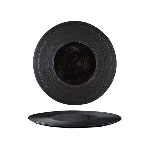 Essteller Nordic Ceramic Western Steak Pasta Plate Hotel Creative Premium Dinner Plates Haushaltsmattes schwarzes Geschirr 12 Zoll(12 Inches-02) von BDAYEK