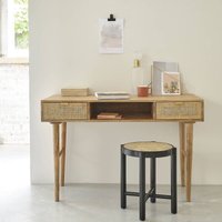 Bdbd - Schreibtisch mit 2 Schubladen und 1 Nische aus Mangoholz und Rohrgeflecht von BDBD