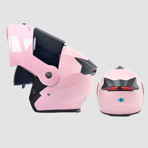 BDBLFLTZ Integralhelm für Motorradfahrer, hochklappbarer modularer Integralhelm mit Doppelvisier und LED-Rücklicht für Erwachsene Männer Pink B BDBLFLTZ Integralhelm für Motorradfahrer, hochklappbarer modularer Integralhelm mit Doppelvisier und LED-Rücklicht für Erwachsene Männer Pink B von BDBLFLTZ