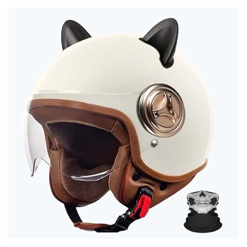 BDBLFLTZ Katzenohr-Motorrad-Halbhelm Frau, ECE-Rollerhelm, Jethelm mit Sonnenblende, Mopedhelm für Erwachsene A3,54-60cm BDBLFLTZ Katzenohr-Motorrad-Halbhelm Frau, ECE-Rollerhelm, Jethelm mit Sonnenblende, Mopedhelm für Erwachsene A3,54-60cm von BDBLFLTZ