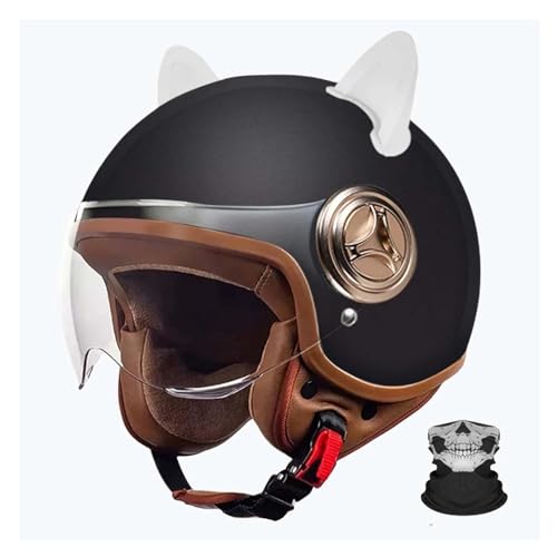 BDBLFLTZ Katzenohr-Motorrad-Halbhelm Frau, ECE-Rollerhelm, Jethelm mit Sonnenblende, Mopedhelm für Erwachsene B2,54-60cm BDBLFLTZ Katzenohr-Motorrad-Halbhelm Frau, ECE-Rollerhelm, Jethelm mit Sonnenblende, Mopedhelm für Erwachsene B2,54-60cm von BDBLFLTZ