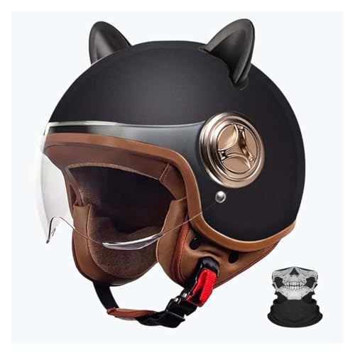 BDBLFLTZ Katzenohr-Motorrad-Halbhelm Frau, ECE-Rollerhelm, Jethelm mit Sonnenblende, Mopedhelm für Erwachsene B3,54-60cm BDBLFLTZ Katzenohr-Motorrad-Halbhelm Frau, ECE-Rollerhelm, Jethelm mit Sonnenblende, Mopedhelm für Erwachsene B3,54-60cm von BDBLFLTZ