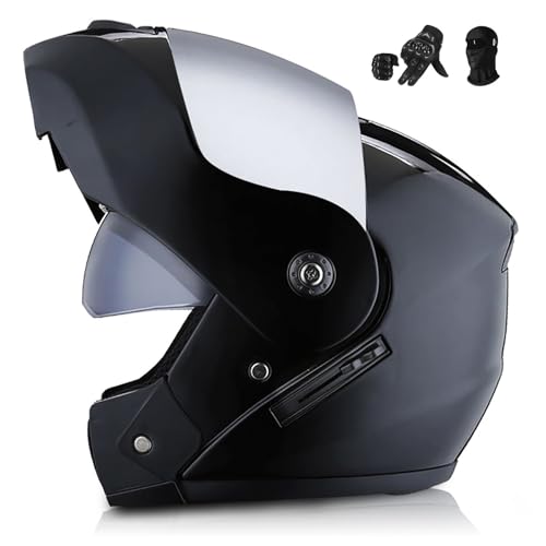 BDBLFLTZ Klapphelm Motorrad, Motorrad Integriert mit Doppelvisier, ECE/DOT-Zulassung Motorrad-Crashhelm für Männer und Frauen, mit Doppelvisier B,XL(61-62CM) von BDBLFLTZ