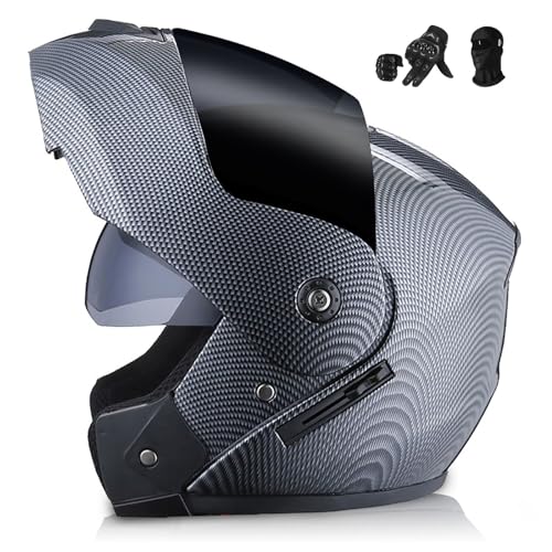 BDBLFLTZ Klapphelm Motorrad, Motorrad Integriert mit Doppelvisier, ECE/DOT-Zulassung Motorrad-Crashhelm für Männer und Frauen, mit Doppelvisier G,M(57-58CM) von BDBLFLTZ
