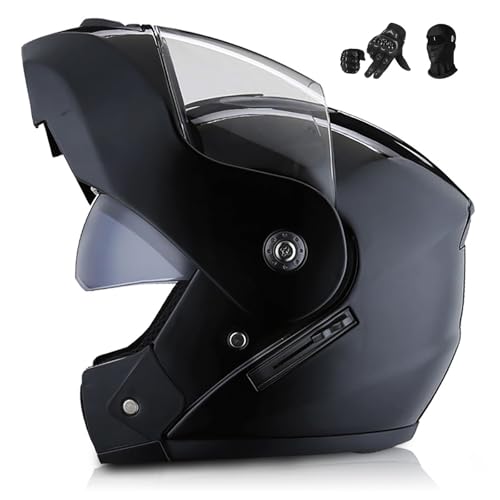 BDBLFLTZ Klapphelm Motorrad, Motorrad Integriert mit Doppelvisier, ECE/DOT-Zulassung Motorrad-Crashhelm für Männer und Frauen, mit Doppelvisier I,S(55~56CM) von BDBLFLTZ
