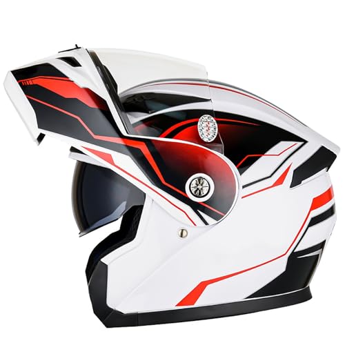 BDBLFLTZ Modularer Integralhelm für Motorradfahrer mit Doppelvisier und Mehreren Belüftungsöffnungen, DOT/ECE-zugelassener Klapphelm für Männer und Frauen, Motorrad-Moped-Rollerhelm D,XXL(63-64cm) von BDBLFLTZ