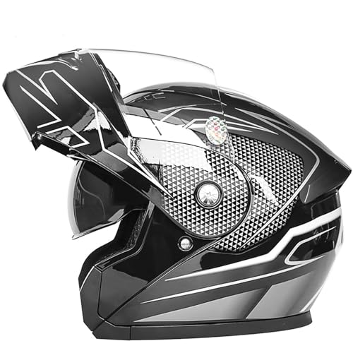 BDBLFLTZ Modularer Integralhelm für Motorradfahrer mit Doppelvisier und Mehreren Belüftungsöffnungen, DOT/ECE-zugelassener Klapphelm für Männer und Frauen, Motorrad-Moped-Rollerhelm F,XXL(63-64cm) von BDBLFLTZ