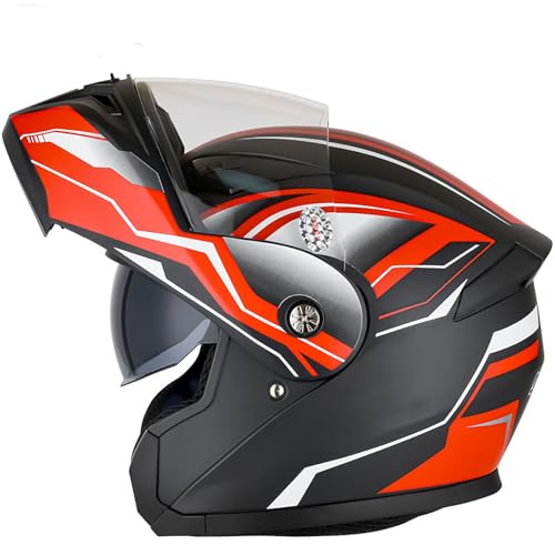 BDBLFLTZ Modularer Integralhelm für Motorradfahrer mit Doppelvisier und Mehreren Belüftungsöffnungen, DOT/ECE-zugelassener Klapphelm für Männer und Frauen, Motorrad-Moped-Rollerhelm G,XXL(63-64cm) von BDBLFLTZ