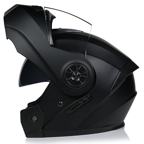 BDBLFLTZ Modularer Integralhelm für Motorräder und Roller Modulare Helme Integralhelm für Mopeds ECE-zugelassen Damen Herren mit Doppelvisier Sonnenblende für Erwachsene B,M(59-60CM) von BDBLFLTZ