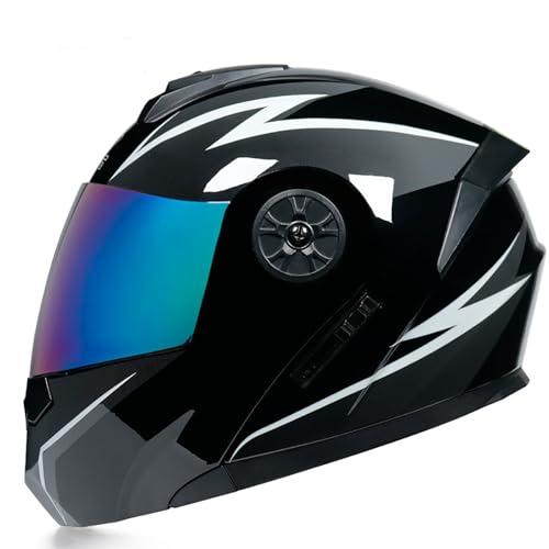 BDBLFLTZ Modularer Integralhelm für Motorräder und Roller Modulare Helme Integralhelm für Mopeds ECE-zugelassen Damen Herren mit Doppelvisier Sonnenblende für Erwachsene G,M(59-60CM) von BDBLFLTZ