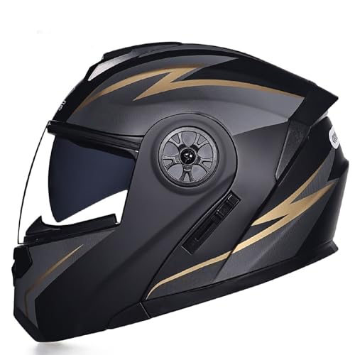 BDBLFLTZ Modularer Integralhelm für Motorräder und Roller Modulare Helme Integralhelm für Mopeds ECE-zugelassen Damen Herren mit Doppelvisier Sonnenblende für Erwachsene K,S(57-58CM) von BDBLFLTZ
