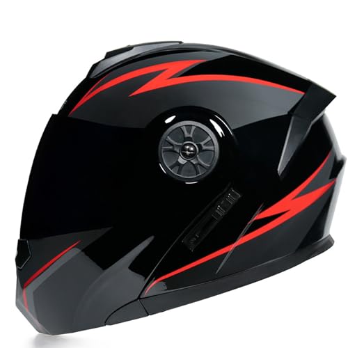 BDBLFLTZ Modularer Integralhelm für Motorräder und Roller Modulare Helme Integralhelm für Mopeds ECE-zugelassen Damen Herren mit Doppelvisier Sonnenblende für Erwachsene O,M(59-60CM) von BDBLFLTZ