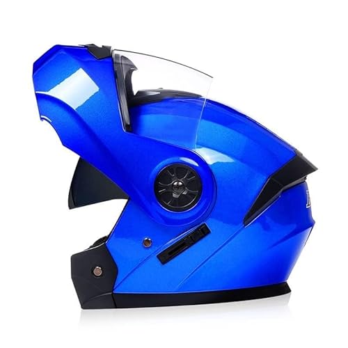 BDBLFLTZ Motorrad-Vollvisierhelm Doppelscheiben-Klapphelm Universell für alle Jahreszeiten Sommerfahrten Halbhelm ECE-Zertifizierung Klapphelm Offroad-Motorrad H,S(55-56CM) von BDBLFLTZ