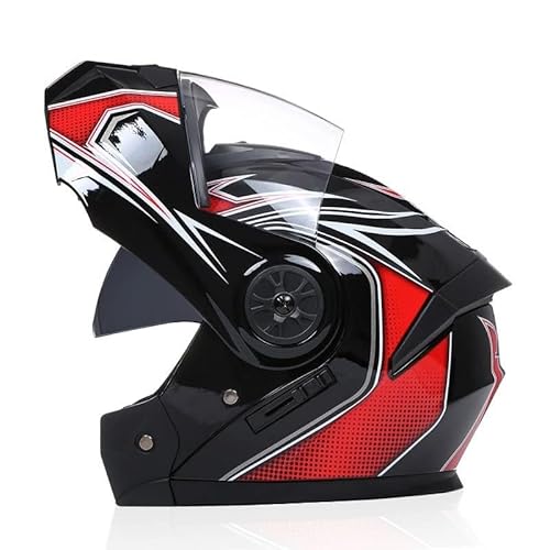 BDBLFLTZ Motorrad-Vollvisierhelm Doppelscheiben-Klapphelm Universell für alle Jahreszeiten Sommerfahrten Halbhelm ECE-Zertifizierung Klapphelm Offroad-Motorrad J,M(57-58CM) von BDBLFLTZ