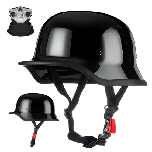 BDBLFLTZ Vintage-Motorrad-Halbhelm, ECE/DOT-zugelassener Retro-Jethelm für Erwachsene, Männer und Frauen, mit Verstellbarer Schnellverschlussschnalle für Fahrrad-Scooter C,M(54~57cm) von BDBLFLTZ