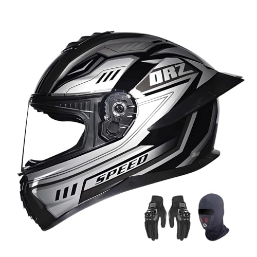 BDBLFLTZ Vollvisierhelm für Motorradfahrer, ECE-geprüfter Vollvisierhelm für Motorradfahrer für Männer, mit Handschuhen und Maske, Rollerhelme für Männer mit beschlagfreiem Doppelvisier K,XL(59-60cm) BDBLFLTZ Vollvisierhelm für Motorradfahrer, ECE-geprüfter Vollvisierhelm für Motorradfahrer für Männer, mit Handschuhen und Maske, Rollerhelme für Männer mit beschlagfreiem Doppelvisier K,XL(59-60cm) von BDBLFLTZ
