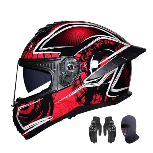 BDBLFLTZ Vollvisierhelm für Motorradfahrer, ECE-geprüfter Vollvisierhelm für Motorradfahrer für Männer, mit Handschuhen und Maske, Rollerhelme für Männer mit beschlagfreiem Doppelvisier J,M(55-56cm) BDBLFLTZ Vollvisierhelm für Motorradfahrer, ECE-geprüfter Vollvisierhelm für Motorradfahrer für Männer, mit Handschuhen und Maske, Rollerhelme für Männer mit beschlagfreiem Doppelvisier J,M(55-56cm) von BDBLFLTZ