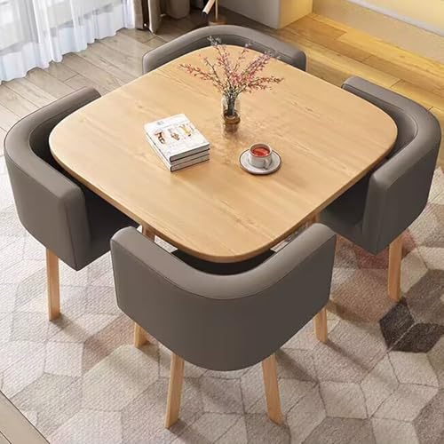 BDCPMT Modernes quadratisches Esstisch-Set Konferenztisch-Set Bürotisch- und Stuhl-Set Pausenraumtisch Empfangstisch- und Stuhl-Kombination Freizeittisch- und Stuhl-Set(Dark Gray) von BDCPMT