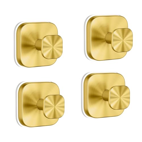 BDCPMT Saugnapfhaken for die Dusche, Edelstahl-Saughaken for die Duschwand, Vakuum-Saugnapfhaken, for Aufhängen von Handtüchern, Bademänteln, Luffaschwämmen, Kränzen.(Gold,4pcs) von BDCPMT