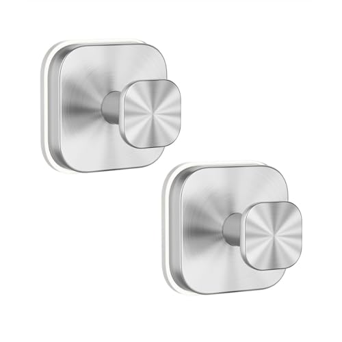 BDCPMT Saugnapfhaken for die Dusche, Edelstahl-Saughaken for die Duschwand, Vakuum-Saugnapfhaken, for Aufhängen von Handtüchern, Bademänteln, Luffaschwämmen, Kränzen.(Silver,2pcs) von BDCPMT