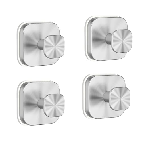 BDCPMT Saugnapfhaken for die Dusche, Edelstahl-Saughaken for die Duschwand, Vakuum-Saugnapfhaken, for Aufhängen von Handtüchern, Bademänteln, Luffaschwämmen, Kränzen.(Silver,4pcs) von BDCPMT