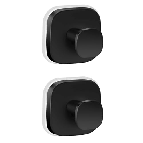 BDCPMT Saugnapfhaken for die Dusche, wiederverwendbare Saugnapfhaken, Handtuchhaken mit Saugnapf aus Edelstahl for Badezimmerwand, Küche, Glasfenster, Fliesen(Black,2pcs) von BDCPMT
