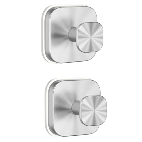 BDCPMT Saugnapfhaken for die Dusche, wiederverwendbare Saugnapfhaken, Handtuchhaken mit Saugnapf aus Edelstahl for Badezimmerwand, Küche, Glasfenster, Fliesen(Silver,2pcs) von BDCPMT
