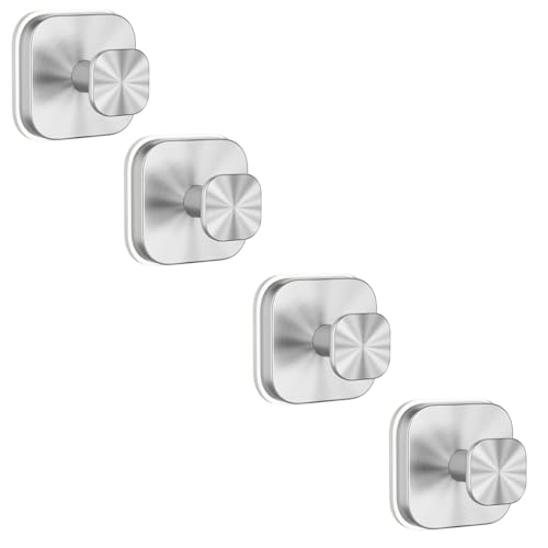 BDCPMT Saugnapfhaken for die Dusche, wiederverwendbare Saugnapfhaken, Handtuchhaken mit Saugnapf aus Edelstahl for Badezimmerwand, Küche, Glasfenster, Fliesen(Silver,4pcs) von BDCPMT