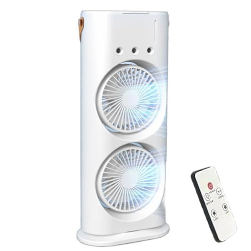 BDCPMT Tragbarer Doppelventilator, doppelseitiger Sprühventilator, wiederaufladbarer 3-in-1-Nebelventilator mit 3 Geschwindigkeiten, 600-ml-Wassertank, for Zuhause, Büro, Schlafzimmer(1pcs) von BDCPMT