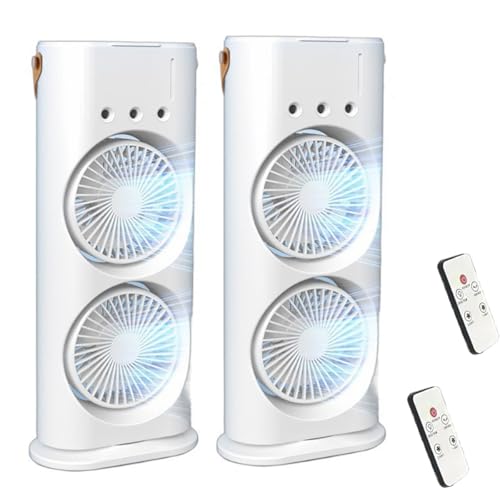 BDCPMT Tragbarer Doppelventilator, doppelseitiger Sprühventilator, wiederaufladbarer 3-in-1-Nebelventilator mit 3 Geschwindigkeiten, 600-ml-Wassertank, for Zuhause, Büro, Schlafzimmer(2pcs) von BDCPMT
