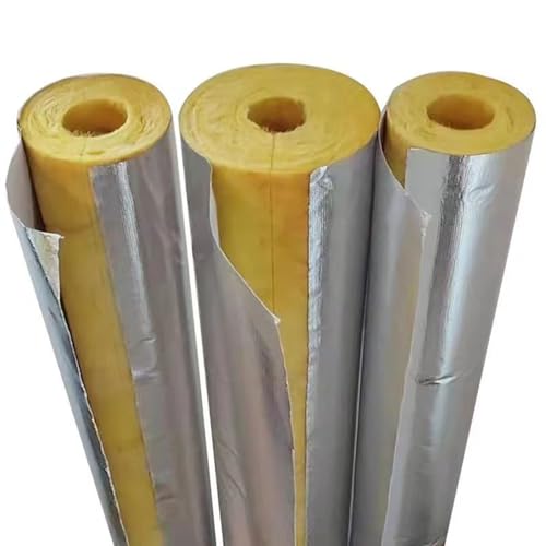 Glaswolle-Rohrisolierung, selbstklebende Aluminiumfolie, selbstklebende Steinwolle-Rohrisolierung, Dicke: 1,18" / 1,96", einfach zu installieren for Dampf(ID5-1/5"xT1.97") von BDCPMT