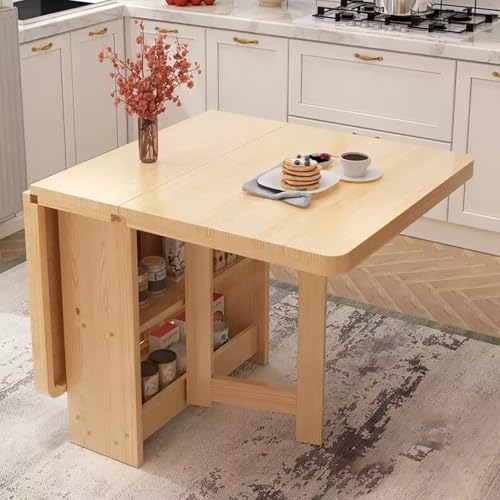 Klappbarer Küchentisch aus massivem Holz mit Klappblatt und Stauraum, vielseitiger, zusammenklappbarer Verlängerungstisch for Abendessen, Küche und Büro, in 3 Formen faltbar, for Wohnzimmer, Küche, Ba Klappbarer Küchentisch aus massivem Holz mit Klappblatt und Stauraum, vielseitiger, zusammenklappbarer Verlängerungstisch for Abendessen, Küche und Büro, in 3 Formen faltbar, for Wohnzimmer, Küche, Ba von BDCPMT