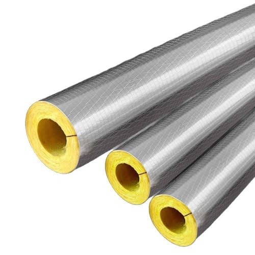 Selbstdichtendes Isolierrohr, Dicke 1,18"/1,96", Schlitzrohrisolierung, Glaswolleschlauch, Aluminiumfolien-Rohrhülse, Steinwolle-Aluminiumfolien-Rohrisolierung(ID5-1/5"xT1.97") von BDCPMT