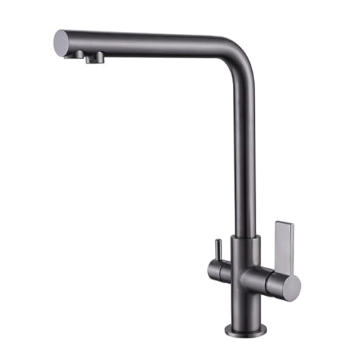 BDDCYWY 3-Wege-Küchenarmaturen, Messing, 360° drehbar, Warm- und Kaltwasser-Spültischarmatur, Grau BDDCYWY 3-Wege-Küchenarmaturen, Messing, 360° drehbar, Warm- und Kaltwasser-Spültischarmatur, Grau von BDDCYWY