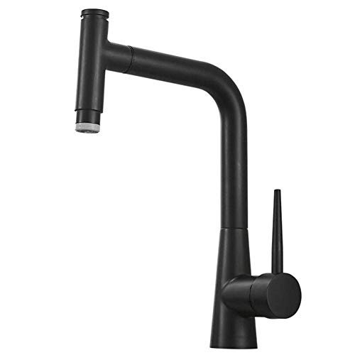 BDDCYWY Küchenarmatur mit herausziehbarem Sprühkopf, Küchenarmaturen, Messing, heiß und kalt, 360° drehbar, 2 Strahlarten, Einloch, automatische Rückstellung, Schwarz BDDCYWY Küchenarmatur mit herausziehbarem Sprühkopf, Küchenarmaturen, Messing, heiß und kalt, 360° drehbar, 2 Strahlarten, Einloch, automatische Rückstellung, Schwarz von BDDCYWY