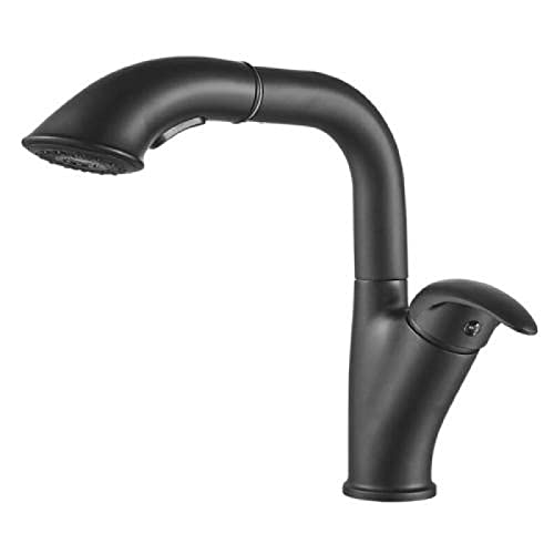 BDDCYWY Waschtischarmatur mit herausziehbarem Sprühkopf Messing kann angehoben werden Warm- und Kaltwasser Drehbarer Einziehbarer Waschtischarmatur Schwarz von BDDCYWY