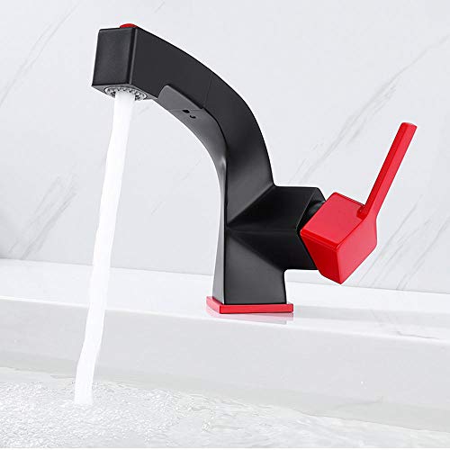 BDDCYWY Waschtischarmatur mit herausziehbarer Brause Badezimmerarmaturen Messing Warm- und Kaltwasser einziehbar Dual Mode Einloch-Waschtischarmatur A von BDDCYWY