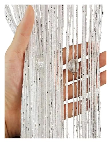 BDFJEDS 100 * 200 cm Kristall Perlen Quaste Seide String Bead Vorhang Tür Teiler Drapieren Sheer Panel Vorhänge Wohnzimmer Dekor Volant(White) von BDFJEDS