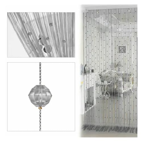 BDFJEDS 100 * 200 cm Kristall Perlen String Tür Vorhang Fenster Raumteiler Hause Dekoration Vorhänge Wohnzimmer(Silvergray) von BDFJEDS