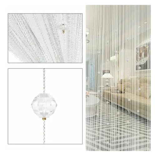 BDFJEDS 100 * 200 cm Kristall Perlen String Tür Vorhang Fenster Raumteiler Hause Dekoration Vorhänge Wohnzimmer(White) von BDFJEDS