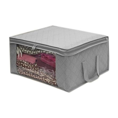 BDFJEDS 3/1 Stück Quilt-Aufbewahrungsbox mit großer Kapazität, zusammenklappbar, Vlies-Kleiderschrank, staubdichte Aufbewahrungstasche, Home-Decken-Kissen-Organizer(Grey,1PC) von BDFJEDS
