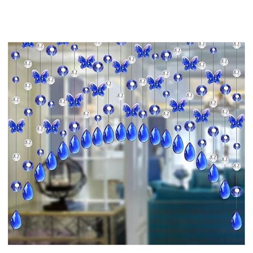 BDFJEDS 5 x 1 m Kristall-Perlenvorhang, Trennwand, Eingangsbereich, Schlafzimmer, Türvorhang, Glas, Schmetterling, Kristall, Hochzeitsdekoration(Style 4) von BDFJEDS